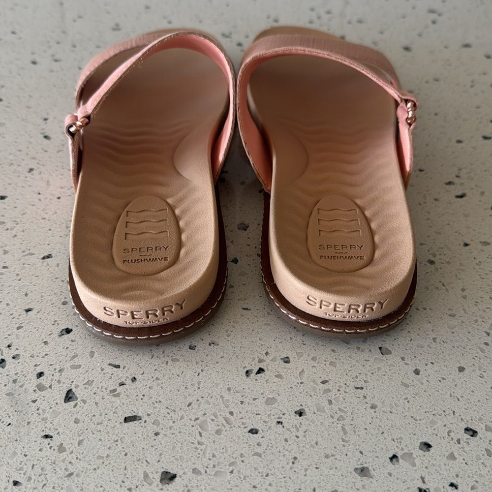 SPERRY Wave Side PLUSHWAVE Peach Leather Strap Sandals Slides Casual Comfort 9.5 - Picture 2 of 12